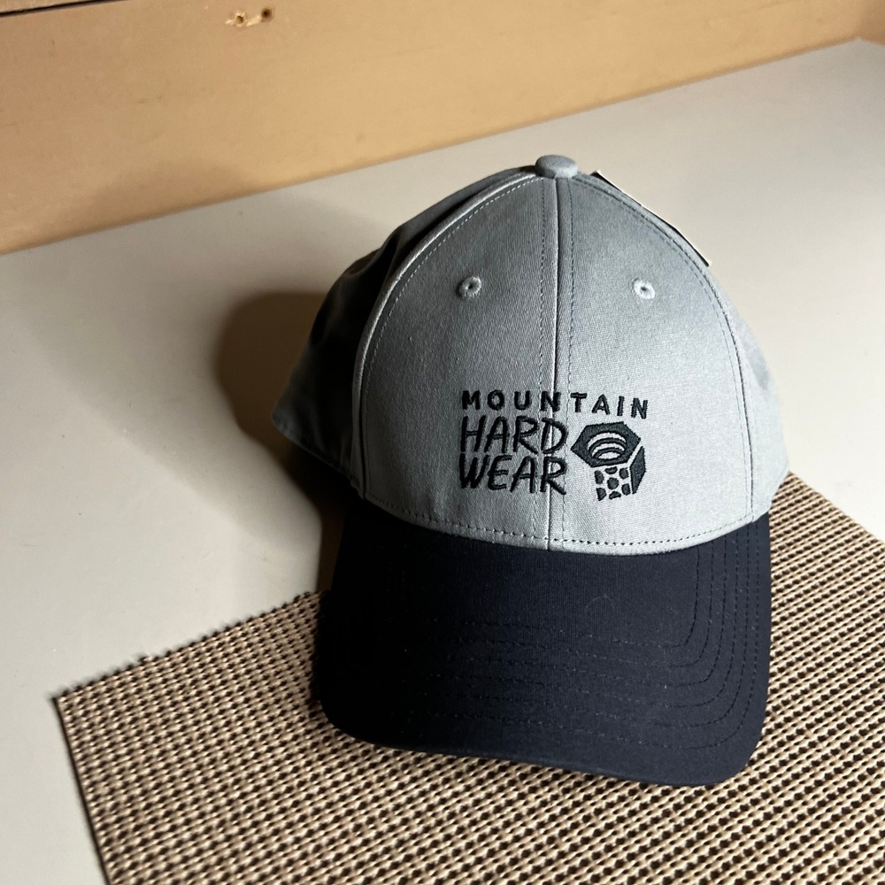 Mountain Hardwear MHW Logo Cap Blue Grey Organic Cotton Snapback Hat OU7299 NEW